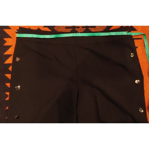 NWOT LOFT Plus Women's Black Cropped Wide Leg Pants Gold Buttons Sides. SZ 16 - Picture 8 of 10